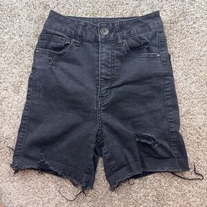 Women's Black Distressed Denim Shorts